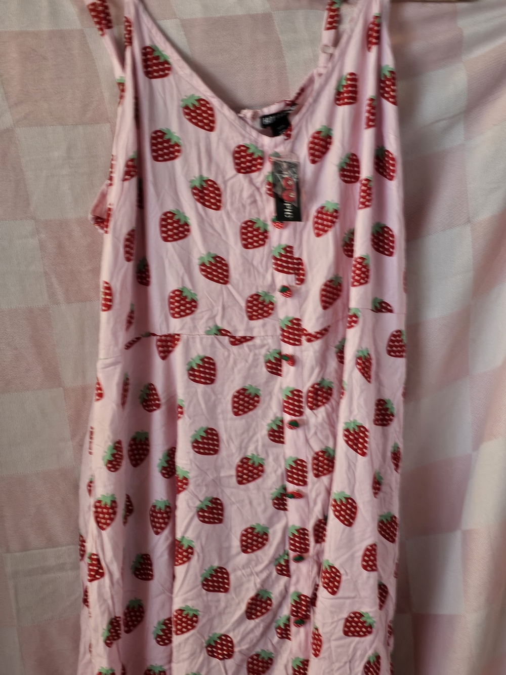 Hot Topic Pink Strawberry-Print Asymmetrical Sundress
